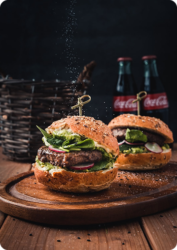 Two hamburger sandwiches